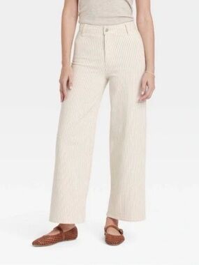Universal Thread Wide Leg Ivory and blue striped Pants